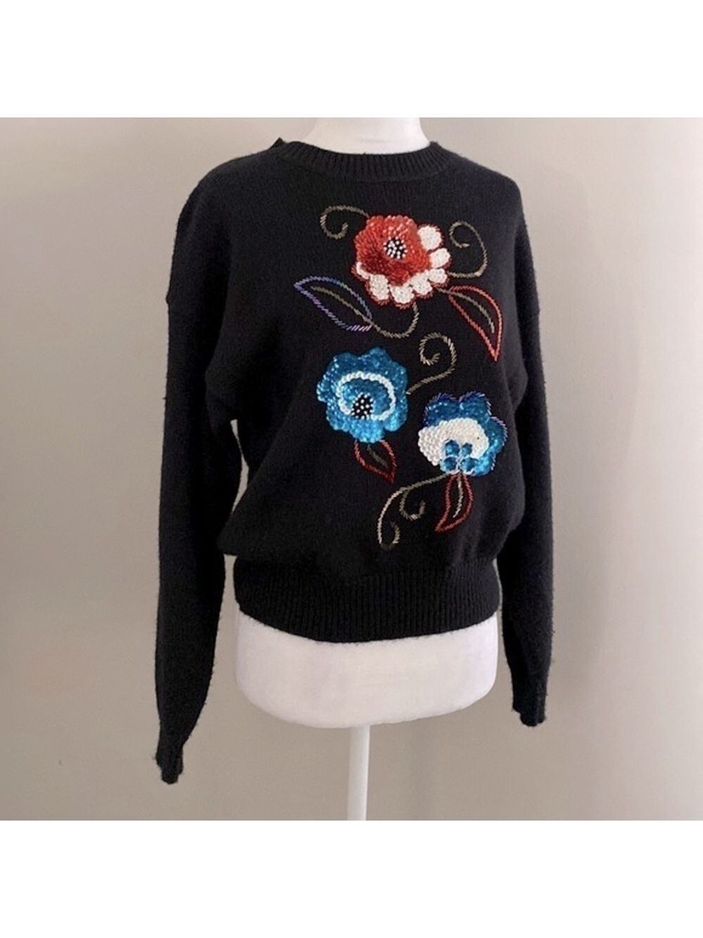 Vintage 90’s Russ Petites sequin floral sweater